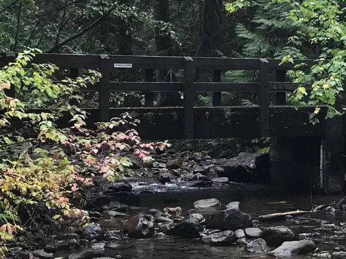 FISH CREEK CAMPGROUND — Bridge to Fish Creek Amphitheater within the campground.