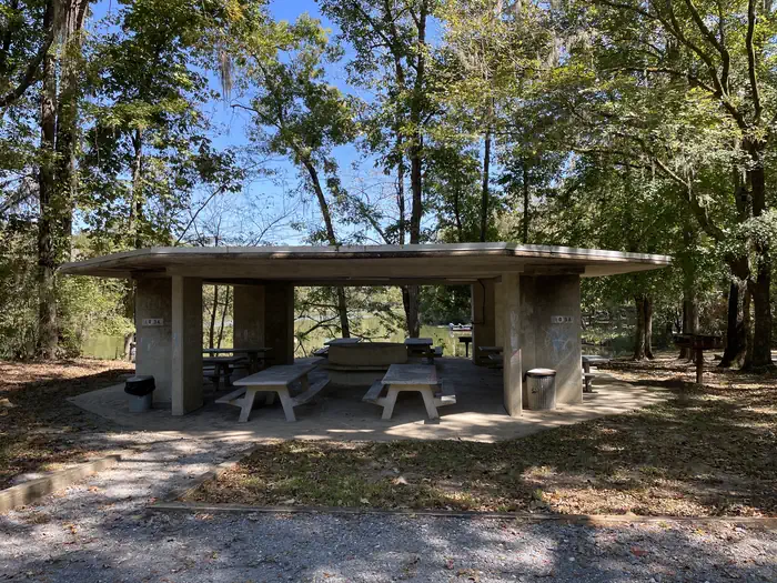 Prairie Creek Campground — A photo of facility PRAIRIE CREEK. Picnic shelter.