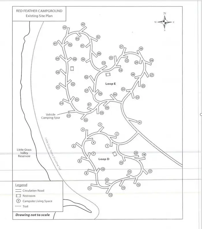 RED FEATHER CALIFORNIA — Red Feather Campground map