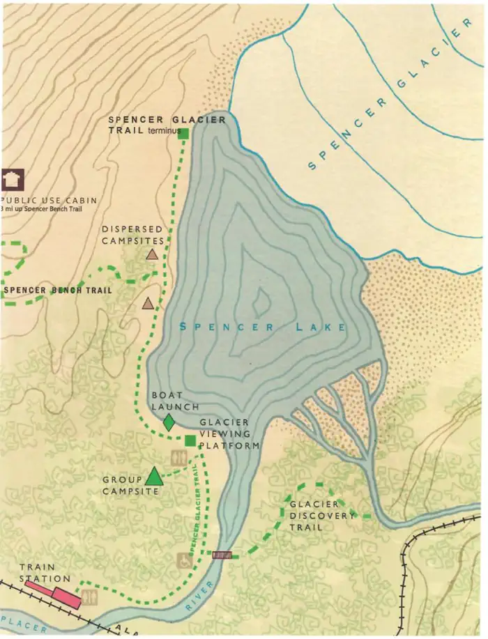 Spencer Glacier Whistle Stop Group Campground — Spencer Whistle Stop Map
