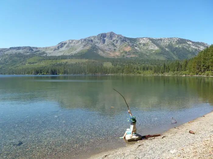FALLEN LEAF CAMPGROUND — Fallen Leaf Lake at the base of Mount Tallac