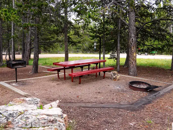 PORCUPINE CAMPGROUND (WY) — Campsite in wooded area -Porcupine Campground