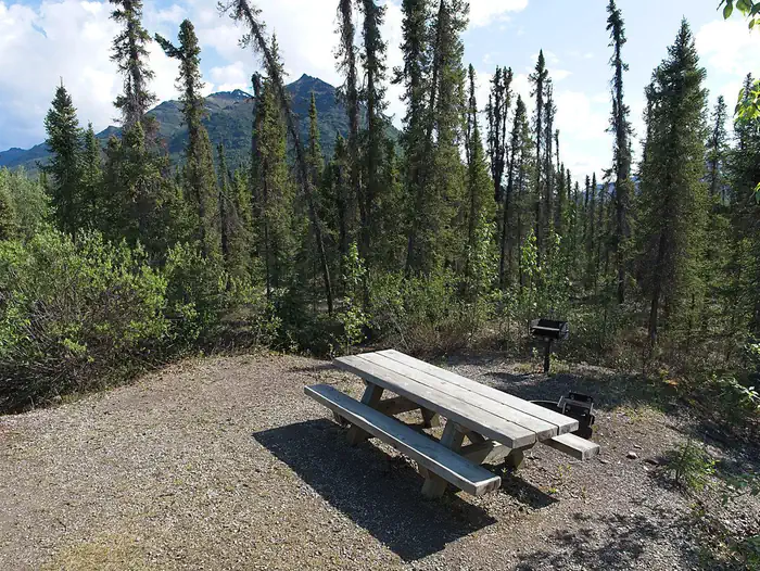 Marion Creek Campground — Marion Creek Campground campsite with picnic table and fire ring.