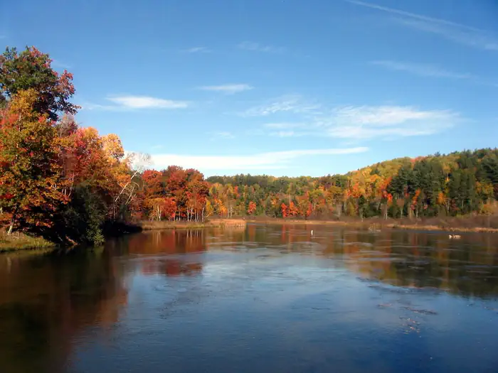 Upper Manistee River Backcountry Campsites — View of Manistee River from Red Bridge