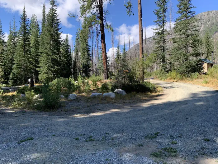Three Creek Group Site - Okanogan-Wenatchee NF — Vault toliet and shade