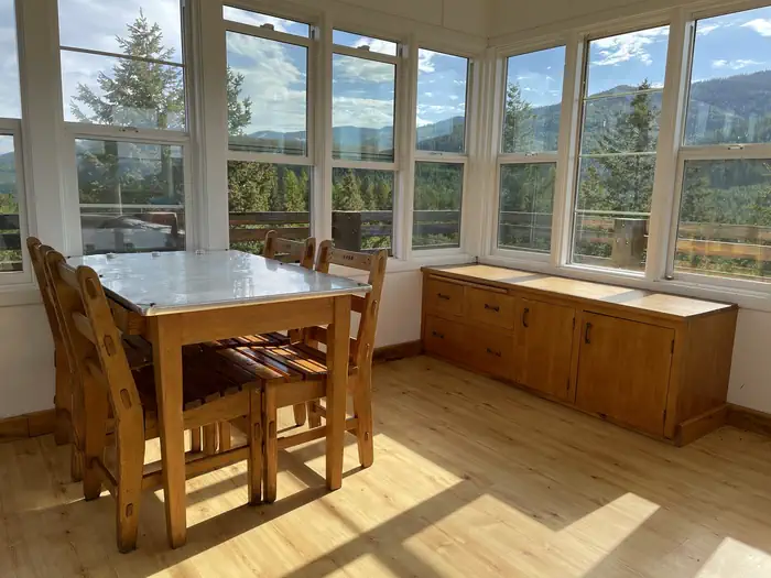 MISSION LOOKOUT — Lookout Interior, View of Mission Mountains
