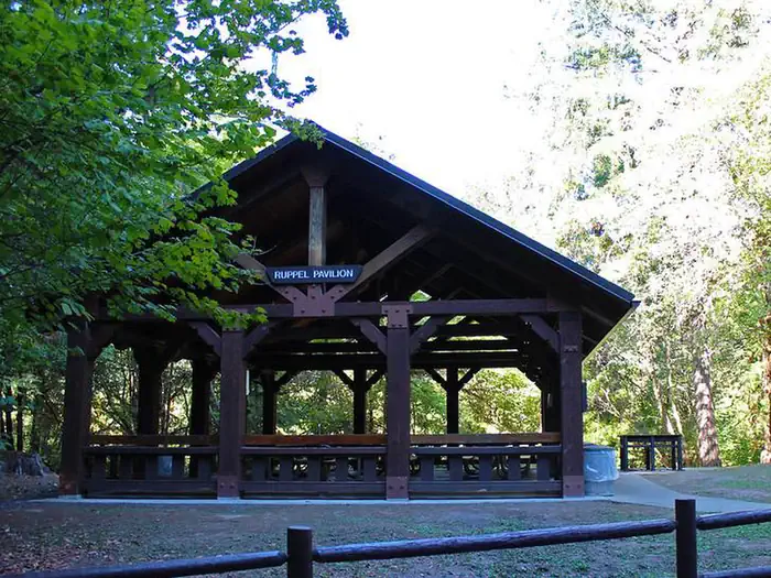 TYEE PAVILION — View of the pavilion at Tyee Recreation Site