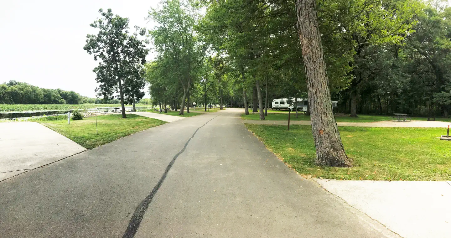 Thomson Causeway — View of Potter’s North campground loop roadway.