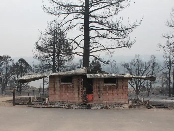 Indian Creek Campground (ca) — Indian Creek Day Use Bathroom post fire