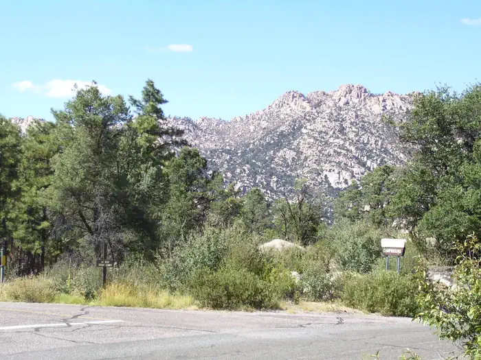 Yavapai Campground — Yavapai Campground entrance with Granite Mountain in the background