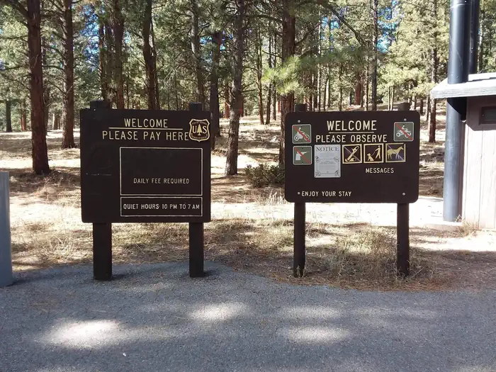 Rio De Las Vacas Campground — Fee and Info Signs