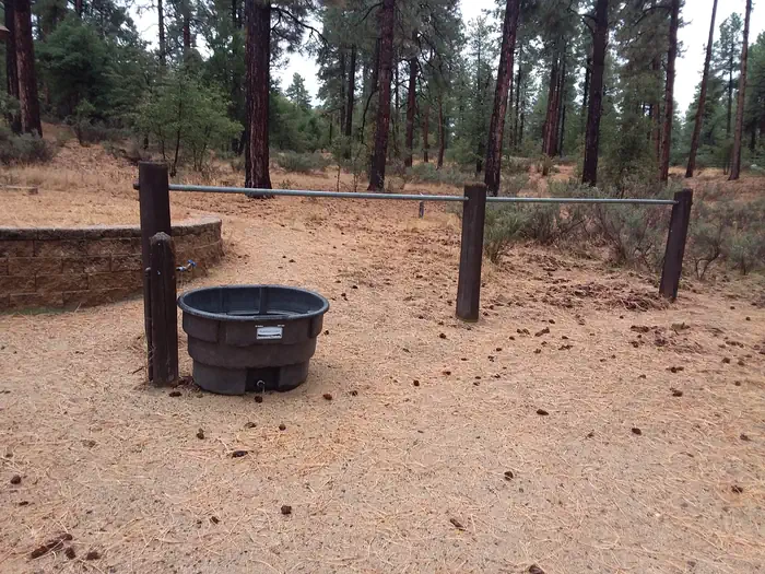 Groom Creek Horse Camp — Trough and tie up with water spigot
