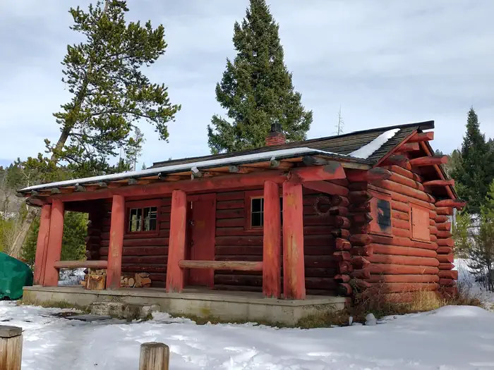 High Rye Cabin — High Rye Cabin, Red Cabin with snow on the ground