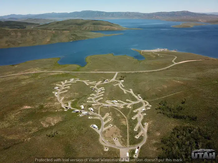 Renegade Campground — Drone photo of a developed campground near a lake