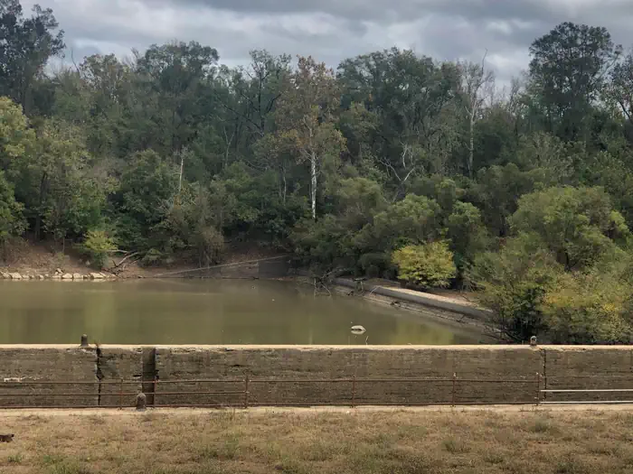 Old Lock 1 — Old Lock 1 chamber wall and spillway