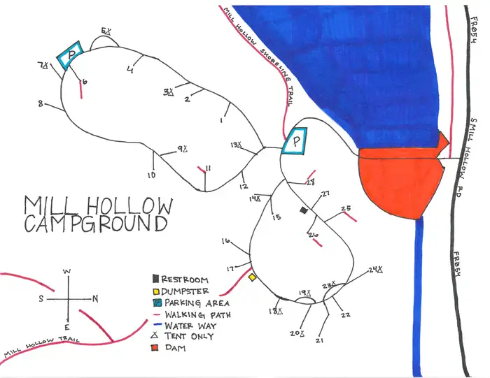 Mill Hollow — Campground Map
