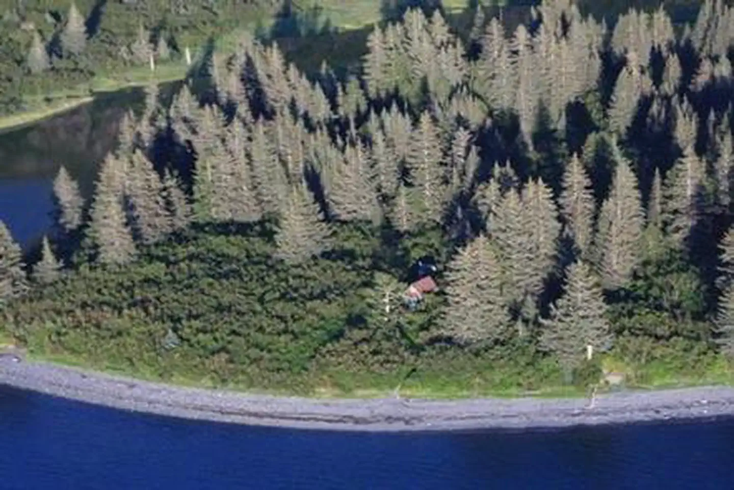 Kenai Fjords National Park Cabins — Aerial View of  cabin