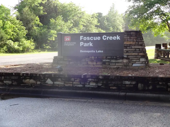 Foscue Creek — Foscue Creek Campground and Park entry sign.