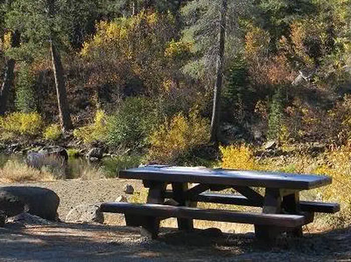 Lower Little Truckee — Picnic table next to the Little Truckee River