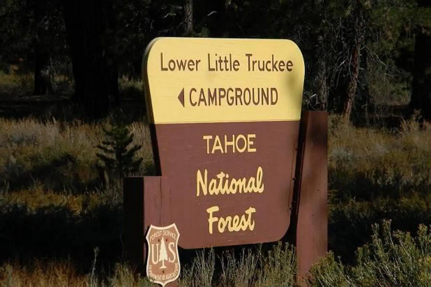 Lower Little Truckee — Entrance sign along Hwy 89 to the Lower Little Truckee campground.