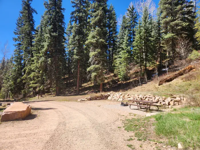 Florida Campground (CO) — First-come pull-thru site with picnic table and fire ring