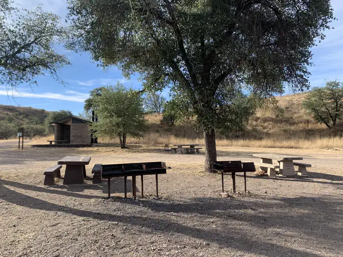 Calabasas — Campground with tables, grills and a pit toilet. Sparse trees and a dry, grassy ecosystem
