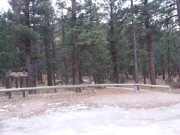 Fawn Lakes Campground — Parking area and trail head.