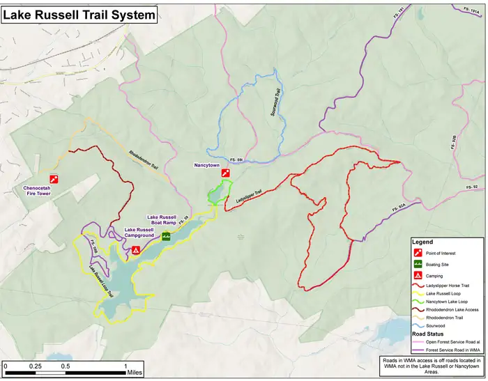 Lake Russell Recreation Area — Lake Russell Trail System Map