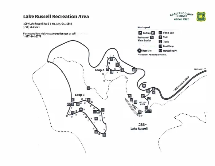 Lake Russell Recreation Area — Campground Site Map