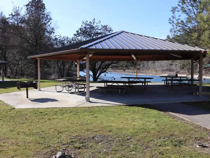 Pink House Day Use Pavilions — Large day use pavilion at Pink House Recreation Site.