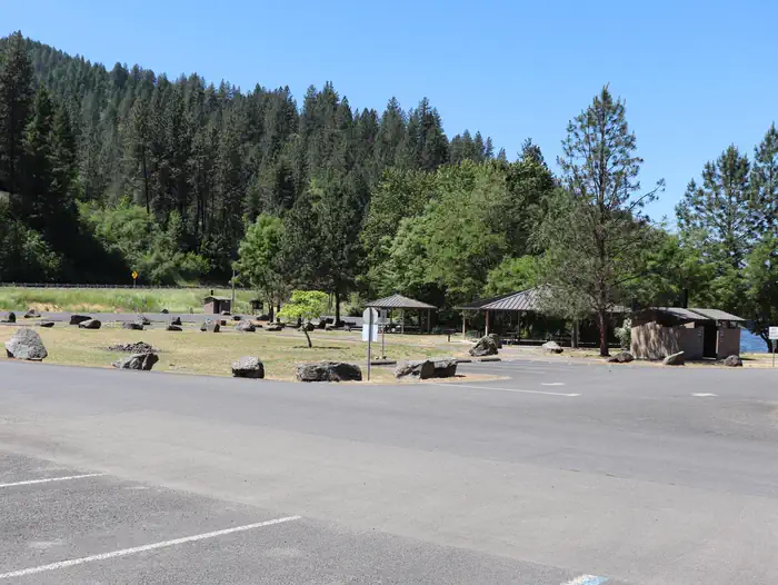 Pink House Day Use Pavilions — Two day use pavilions at Pink House Recreation Site.