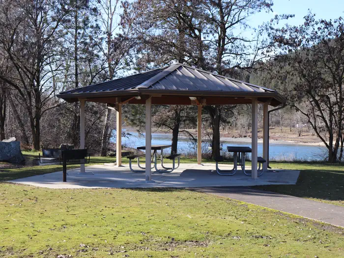 Pink House Day Use Pavilions — Small day use pavilion at Pink House Recreation Site.