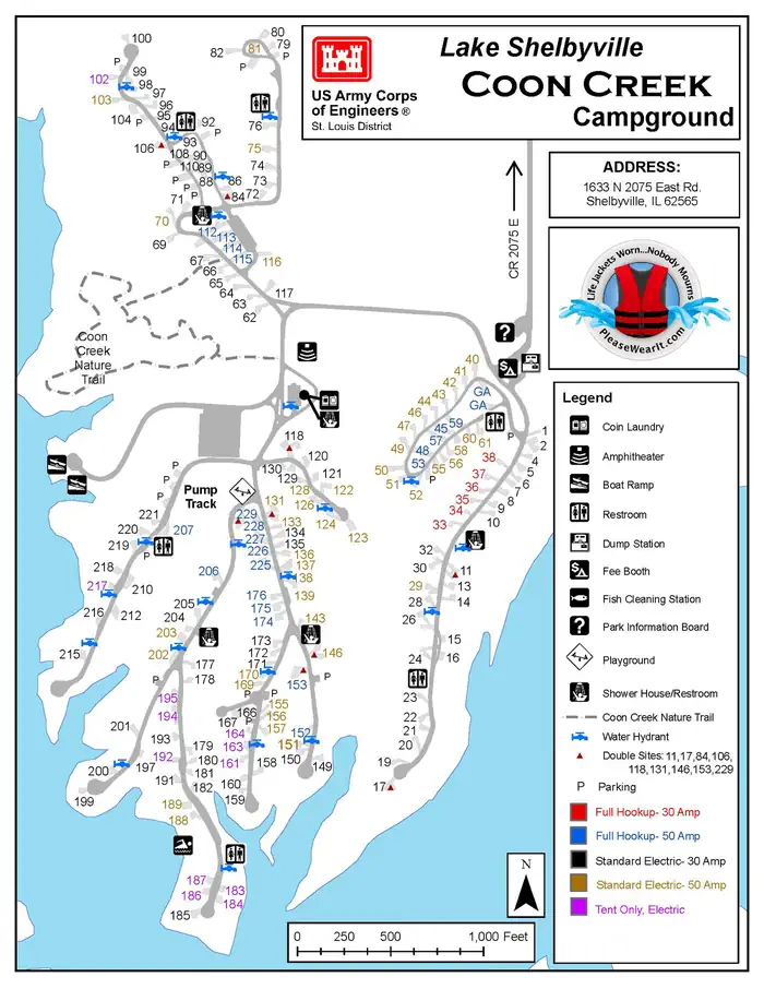 Coon Creek (il) — Coon Creek Campground Map 2025