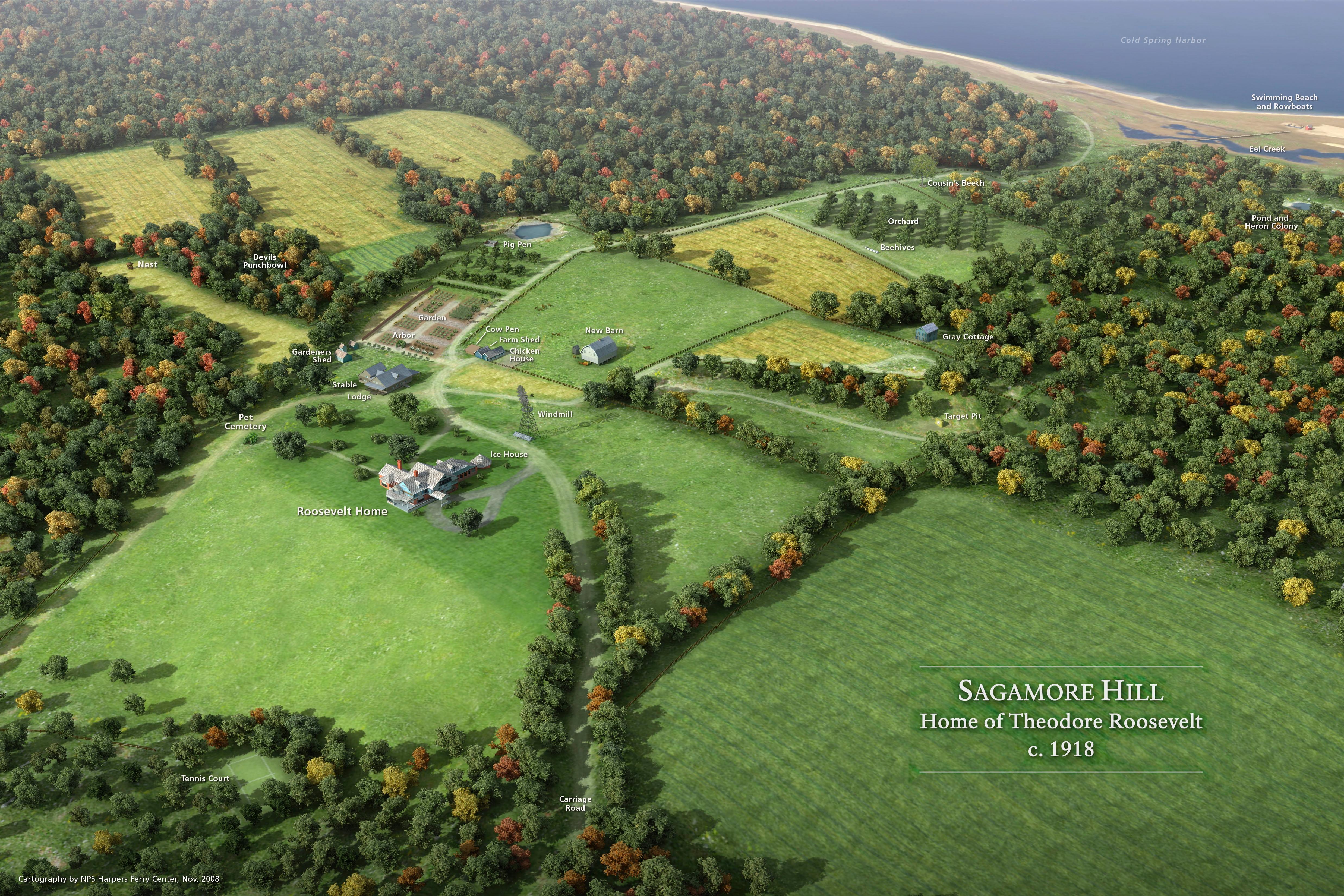 Sagamore Hill National Historic Site — Rendering of Sagamore Hill Landscape Circa 1918