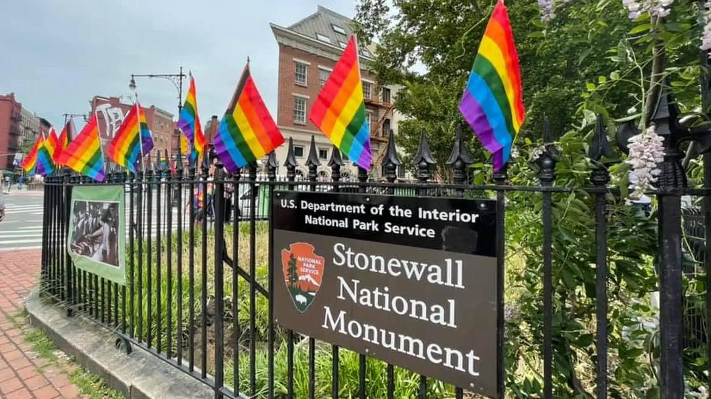 Stonewall National Monument — Stonewall National Monument exterior fence with rainbow flags