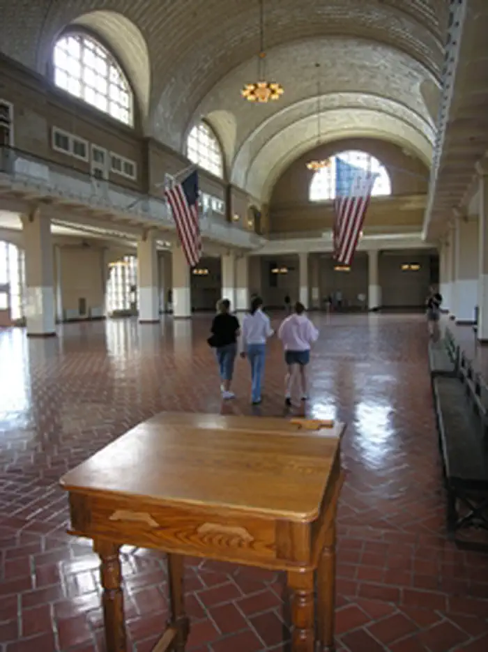 Ellis Island Part of Statue of Liberty National Monument — Replica Inspection Desk in the Registry Room