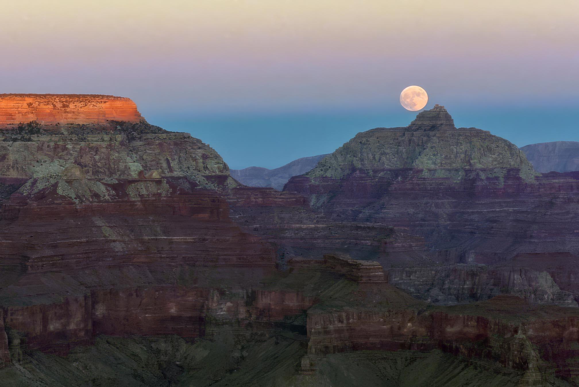 Grand Canyon National Park — Moonrise over Vishnu Temple