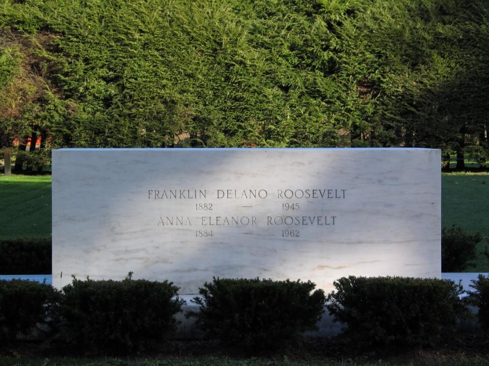 Home Of Franklin D Roosevelt National Historic Site — The Marble Headstone Marking Franklin and Eleanor Roosevelt's Burial Site
