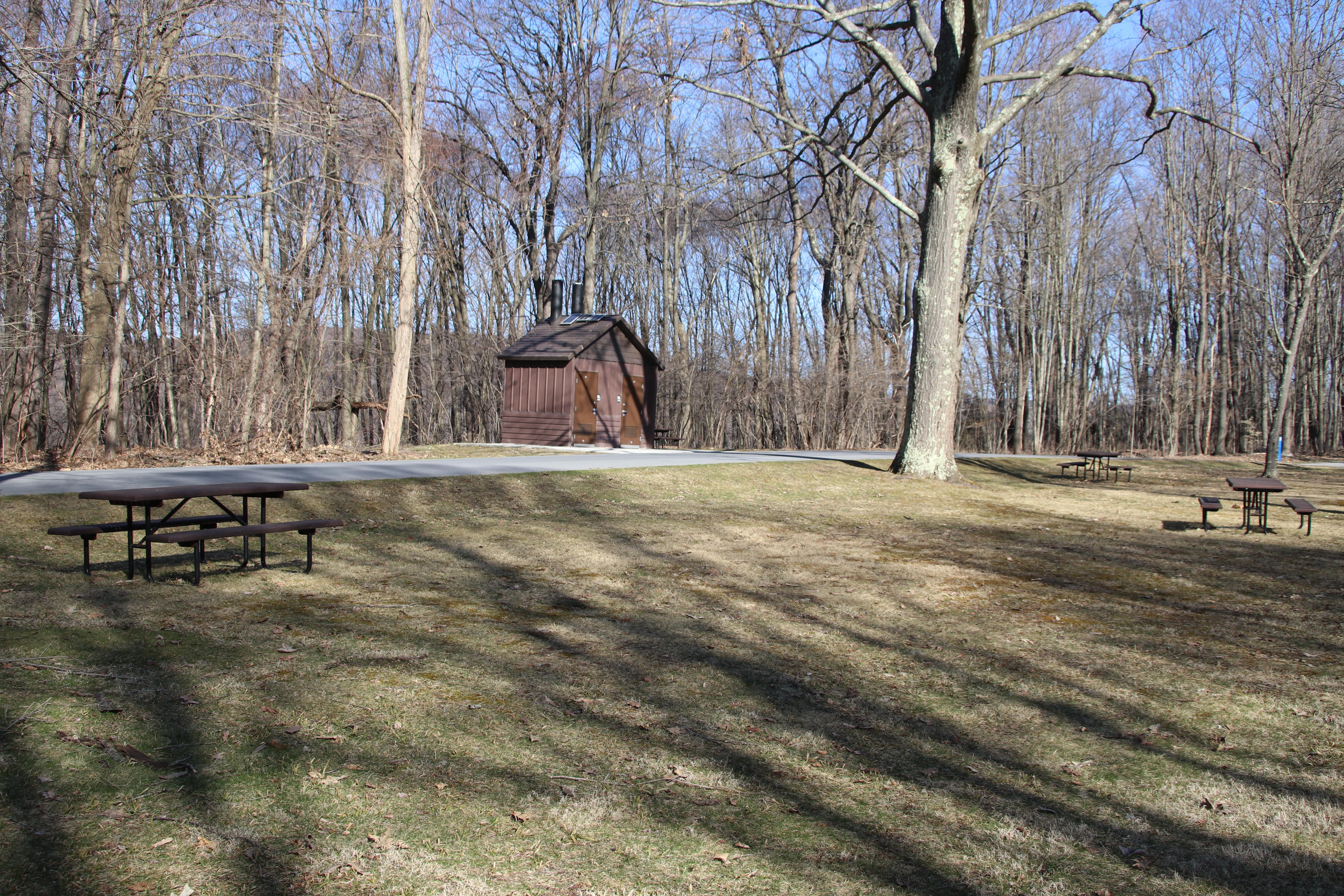 Johnstown Flood National Memorial — The portalettes near the picnic area.