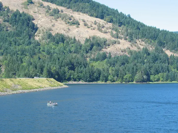 Dorena Lake — Boat on lake 