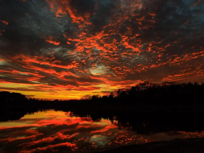 National Forests and Grasslands in Texas — Sunset and reflection on Black Creek Lake