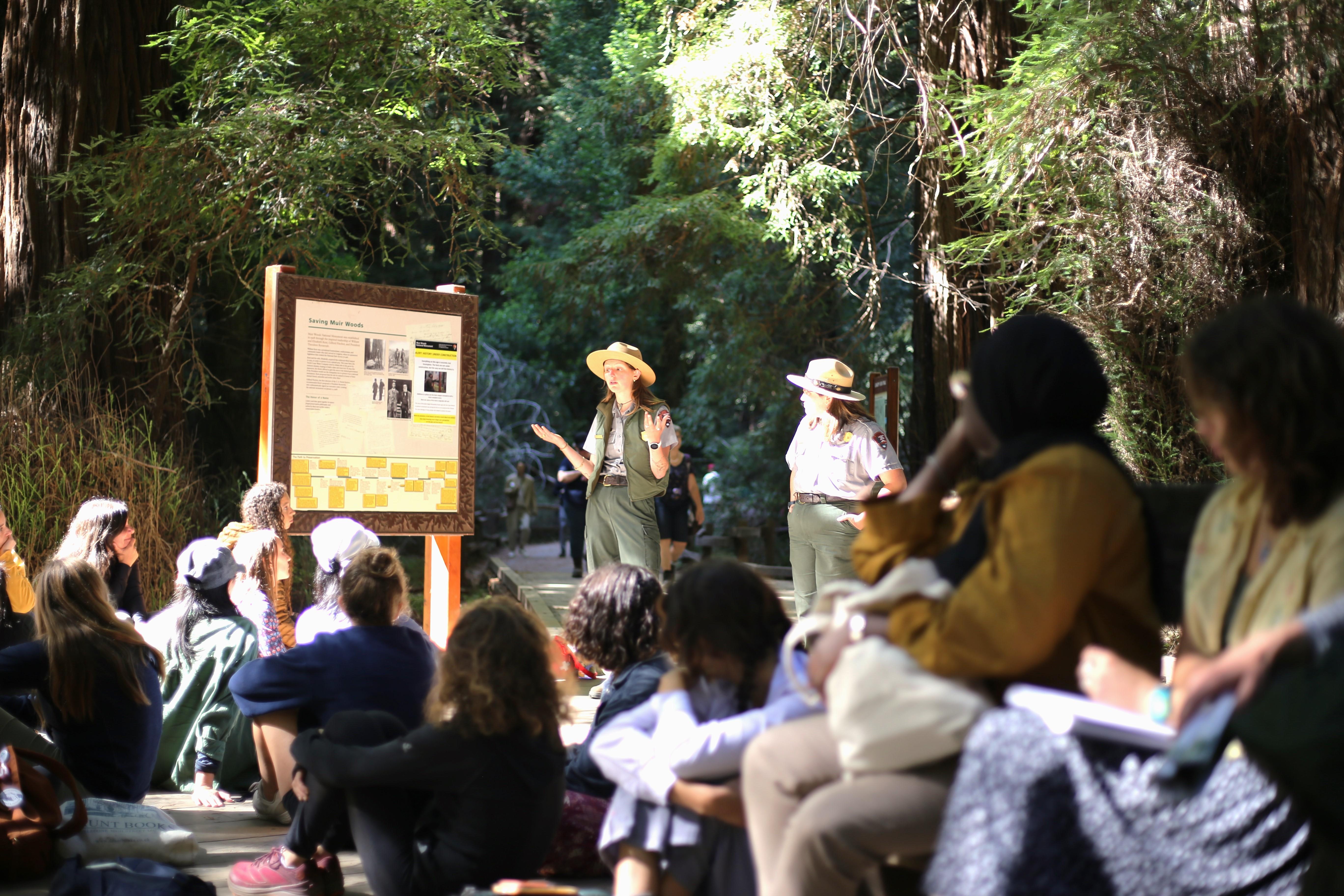 Muir Woods National Monument — Rangers speaking with school group