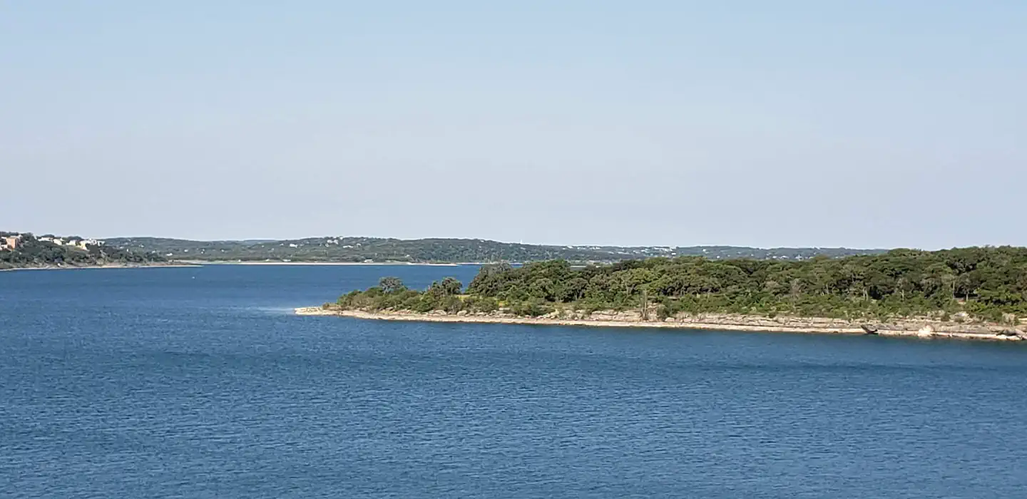 Canyon Lake — View of North Park from top of Canyon Dam