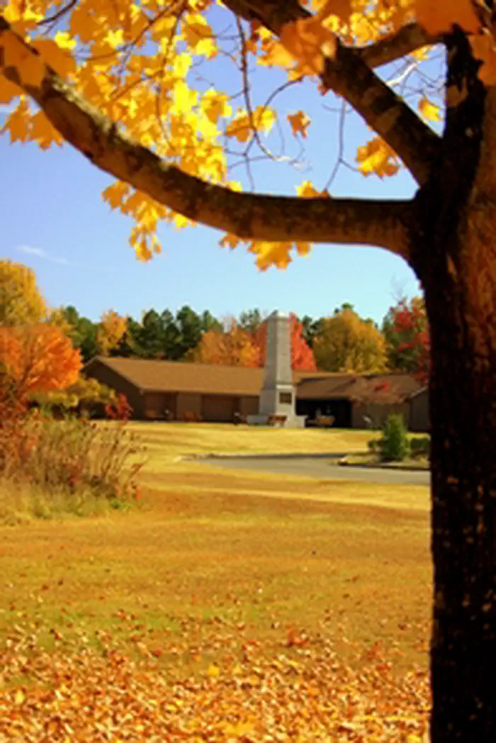 Cowpens National Battlefield — Visitor Center and US Monument in the Fall
