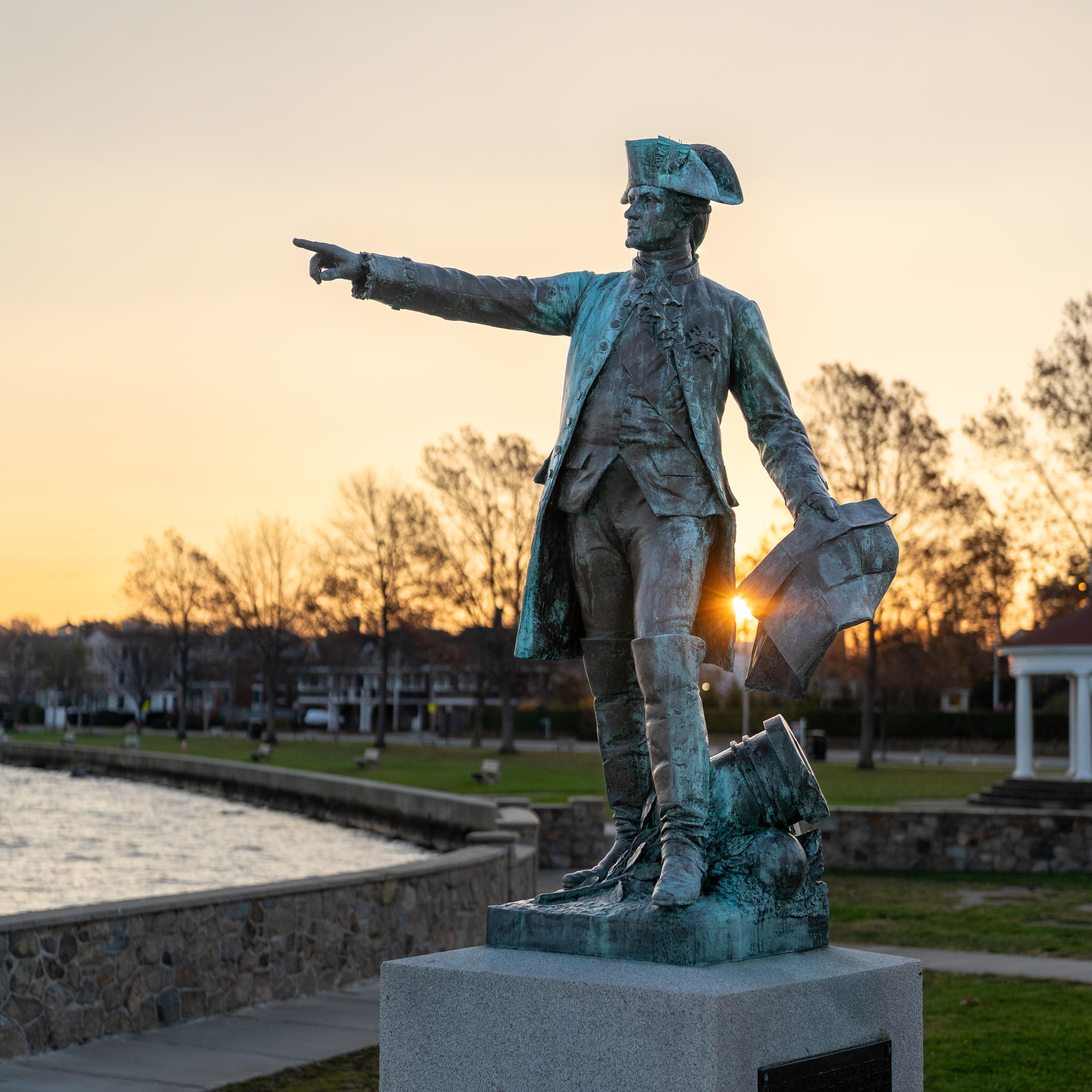 Washington-Rochambeau Revolutionary Route National Historic Trail — Rochambeau Statue in Newport
