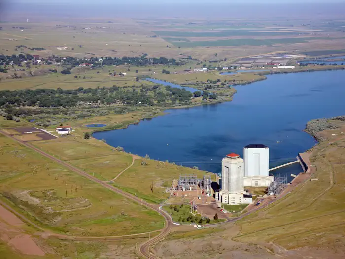 Fort Peck Project — Aerial view of the dam.