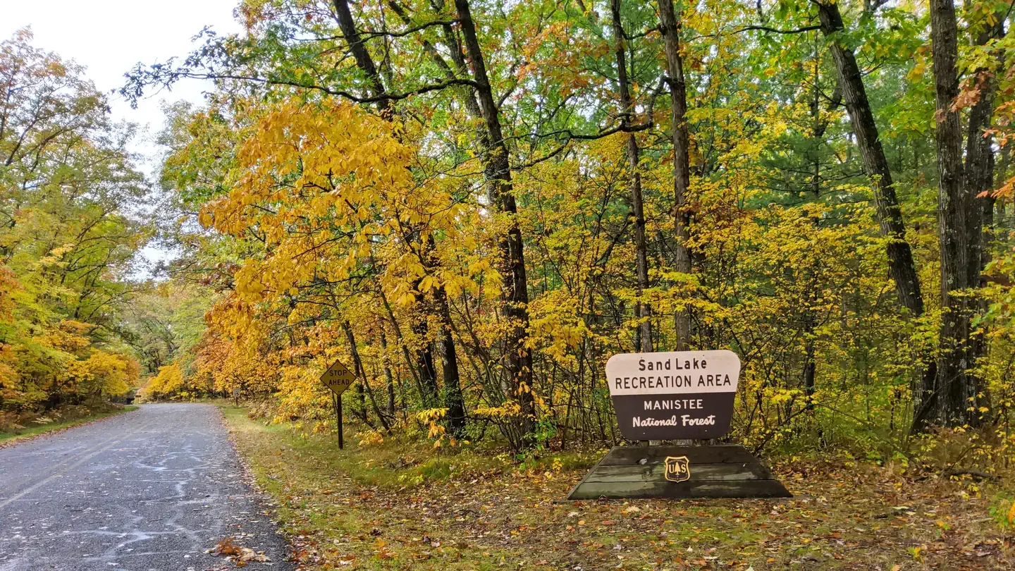 Manistee National Forest Sand Lake Recreation Area: Sand Lake Sign