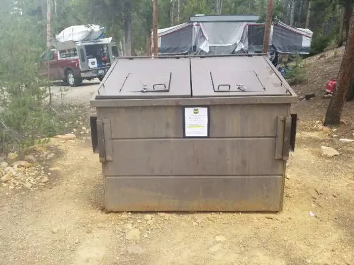 San Isabel National Forest Baby Doe Campground: Baby Doe Campground, dumpster