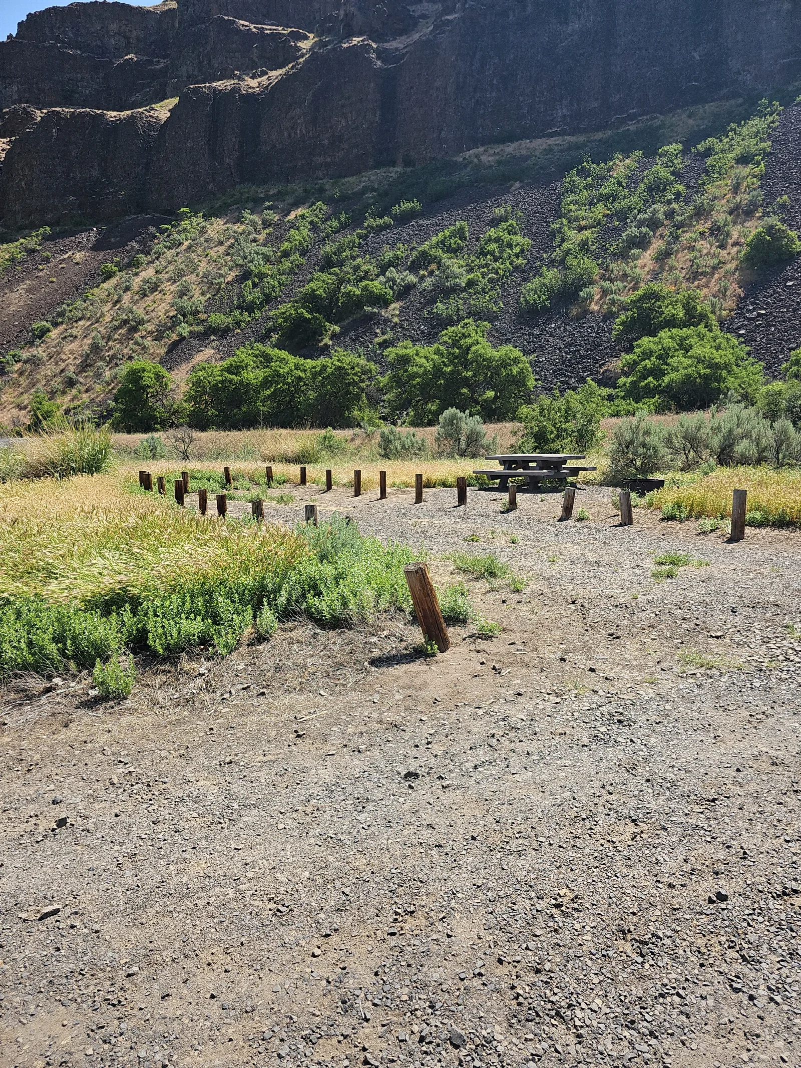 Jones Canyon Campground — Basaltic cliffs towering above Jones Canyon Campground.