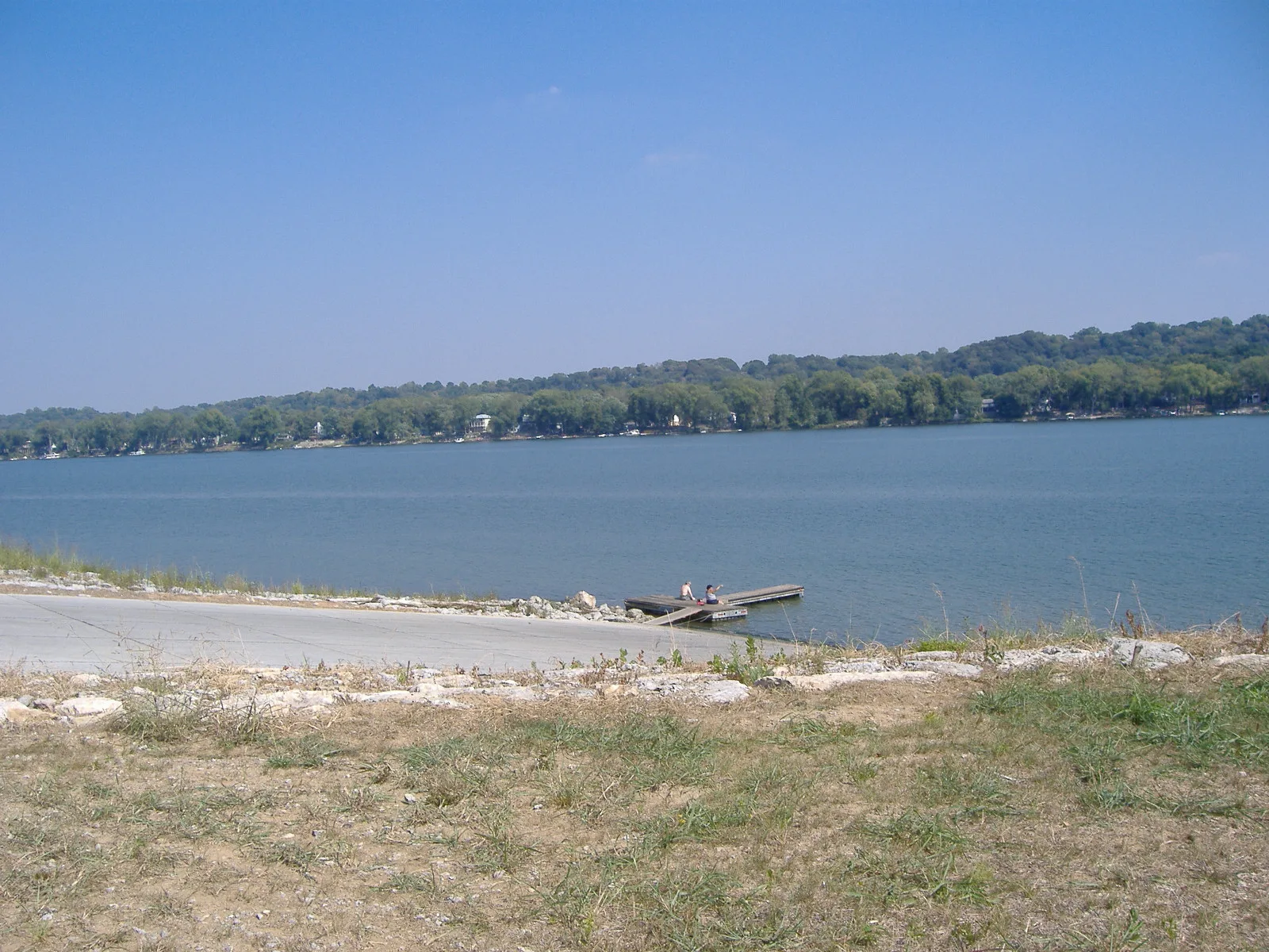 Ohio River from a boat landing, with a wooded far shore
